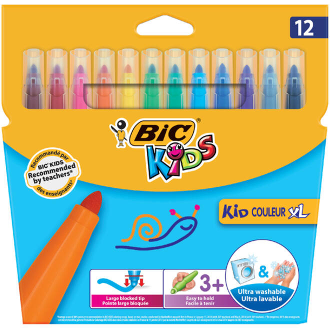 Kleurstiften BicKids couleur XL assorti blister à 12 stuks