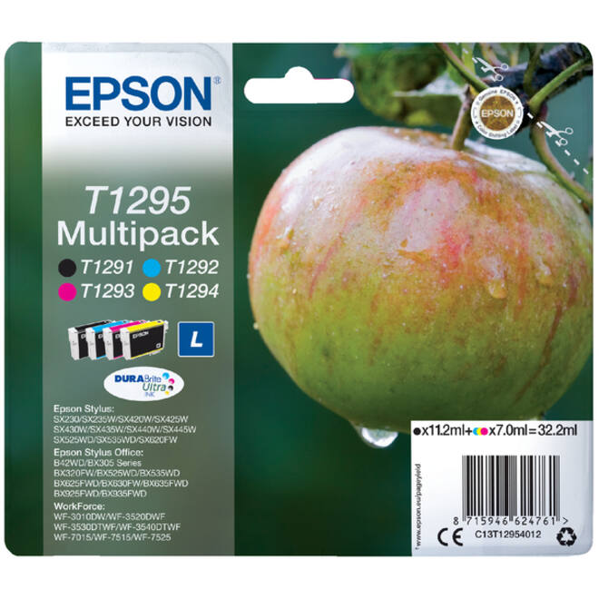 Inktcartridge Epson T1295 zwart + 3 kleuren