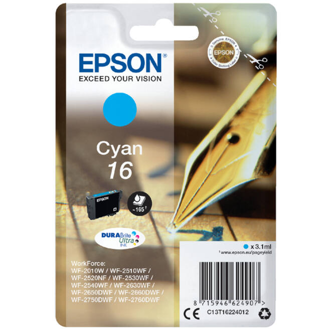 Inktcartridge Epson 16 T1622 blauw