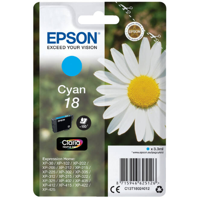 Inktcartridge Epson 18 T1802 blauw