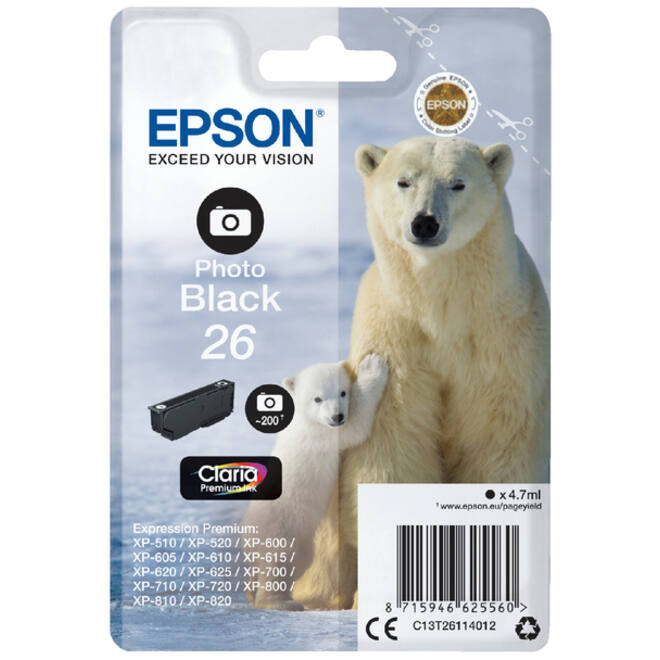 Inktcartridge Epson 26 T2611 foto zwart