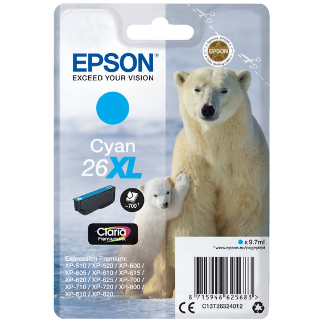 Inktcartridge Epson 26XL T2632 blauw