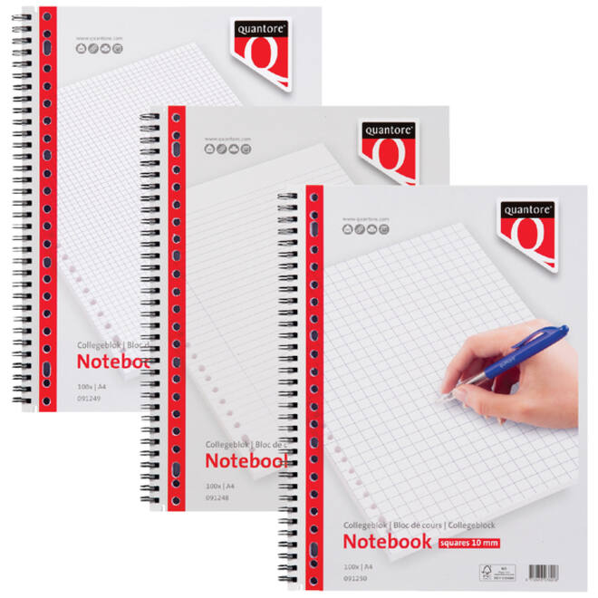 Collegeblok Quantore A4 lijn 23-gaats 4 tabs 100vel 70gr