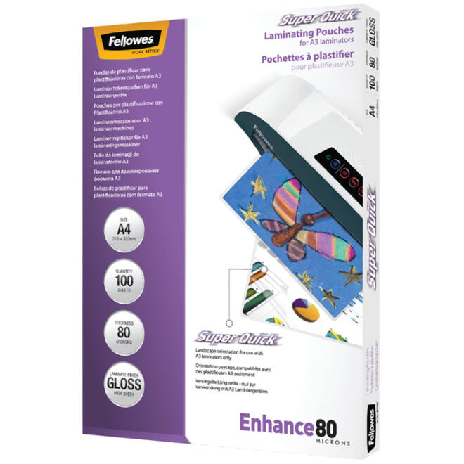 Lamineerhoes Fellowes A4 Superquick 2x80micron 100stuks