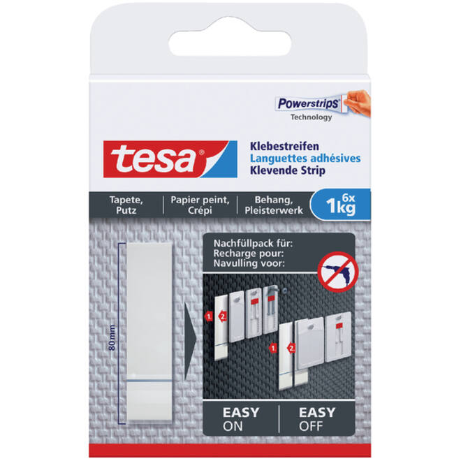 Kleefstrips tesa® behang & pleisterwerk 1kg wit 6 stuks