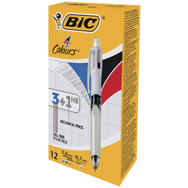 Balpen Bic 3kleuren met vulpotlood HB 0.7mm medium wit