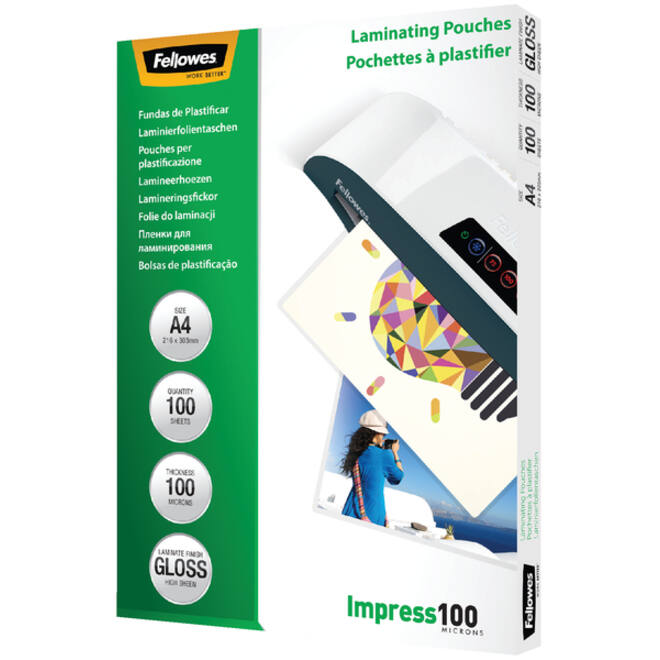 Lamineerhoes Fellowes A4 2x100micron glans 100stuks
