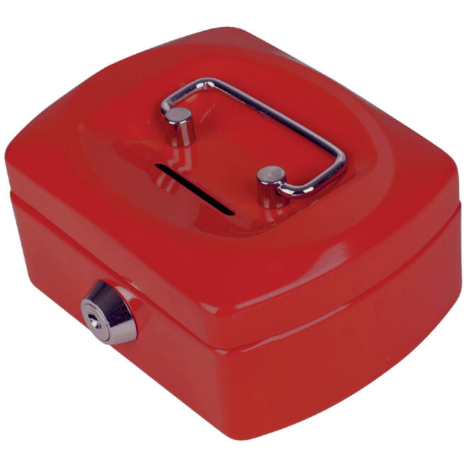 Geldkist Pavo met muntgleuf 125x95x60mm rood