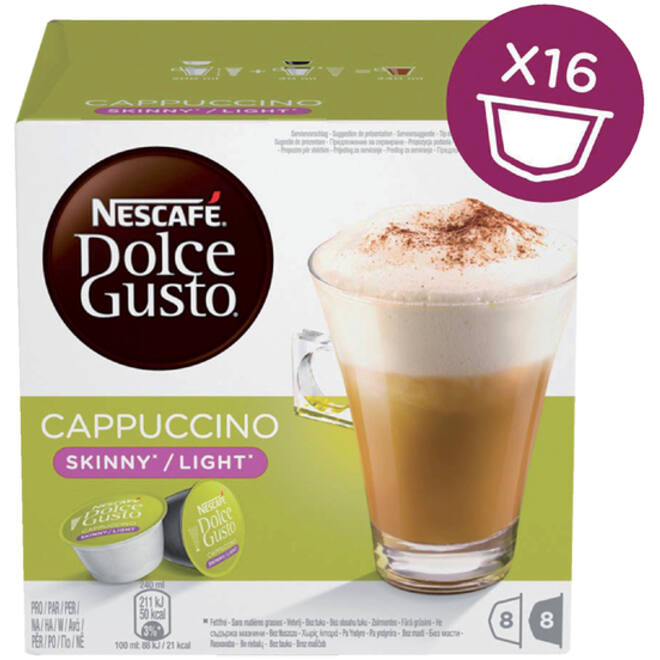 Koffiecups Dolce Gusto Cappuccino light 16 stuks voor 8 kopjes