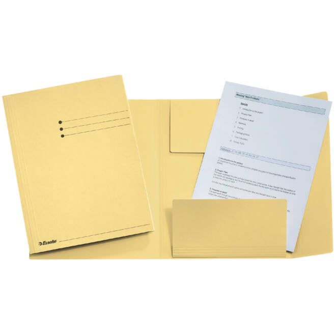 Dossiermap Esselte folio 3 kleppen manilla 275gr geel