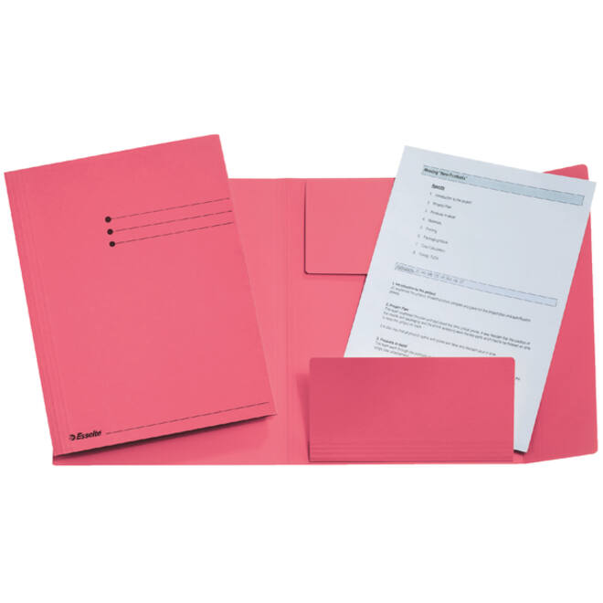 Dossiermap Esselte folio 3 kleppen manilla 275gr roze