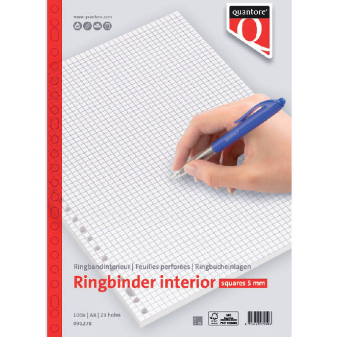Interieur Quantore A4 23-gaats ruit 5mm 100vel