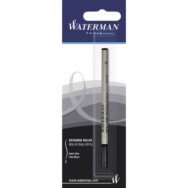 Rollerpenvulling Waterman fijn zwart blister à 1 stuk