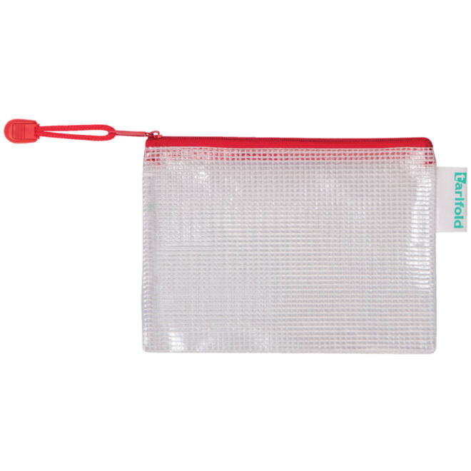 Opbergtas Tarifold met rits 160x110mm PVC rood