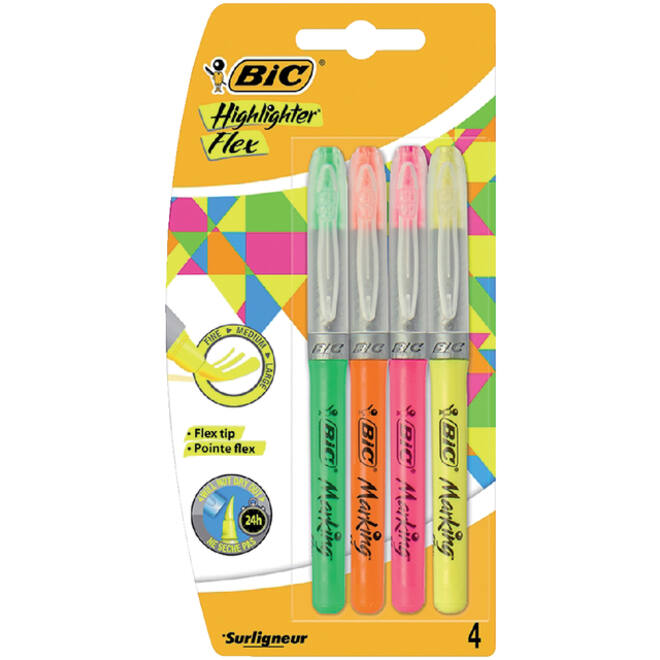 Markeerstift Bic flex assorti blister à 4 stuks