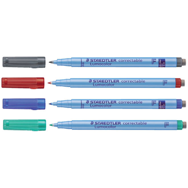 Viltstift Staedtler Lumocolor 305 non permanent correctable F blauw