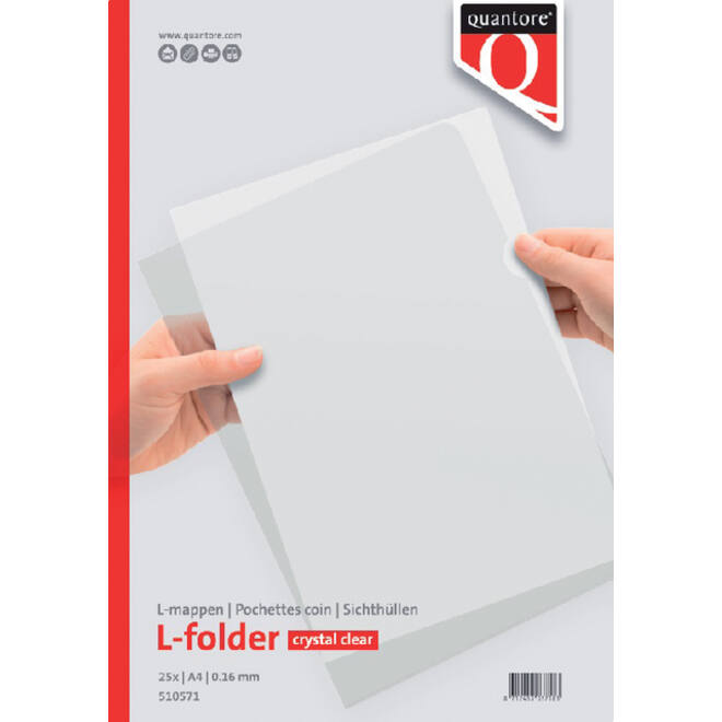 Insteekmap L-model Quantore A4 PP 0.16mm glad 25 stuks