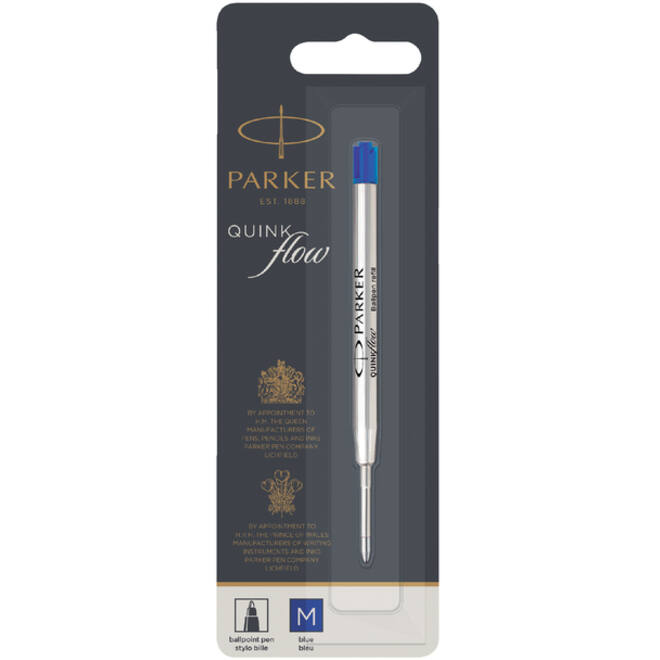 Balpenvulling Parker Quinkflow medium blauw blister à 1 stuk