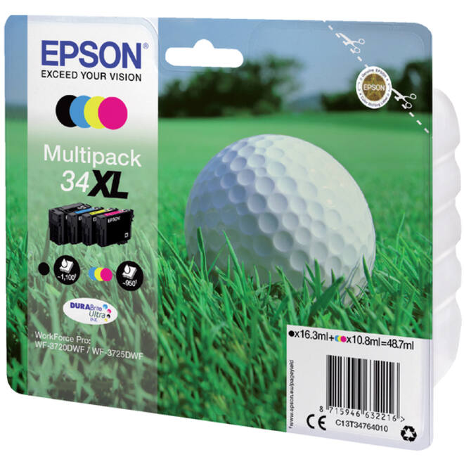 Inktcartridge Epson 34XL T3476 zwart + 3 kleuren
