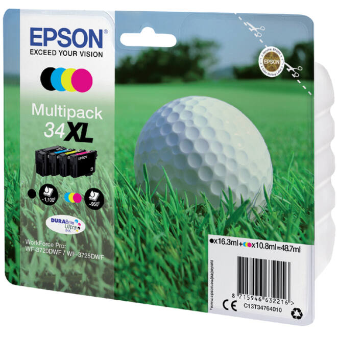 Inktcartridge Epson 34XL T3476 zwart + 3 kleuren