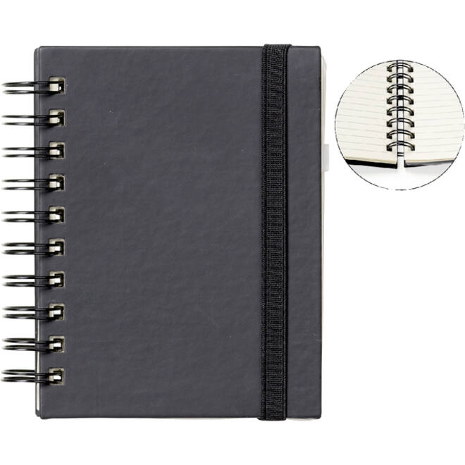 Notitieboek Quantore A6 spiraal lijn 192blz 80gr zwart