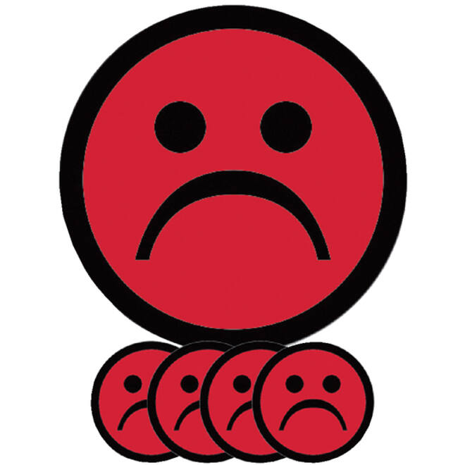Magneet smiley 75mm emotie bedroefd rood
