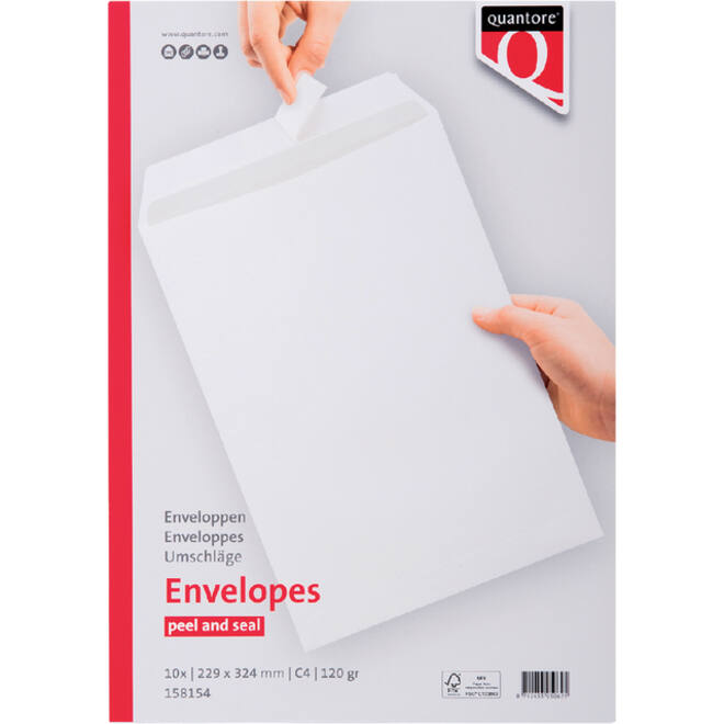 Envelop Quantore akte C4 229x324mm zelfklevend wit 10stuks