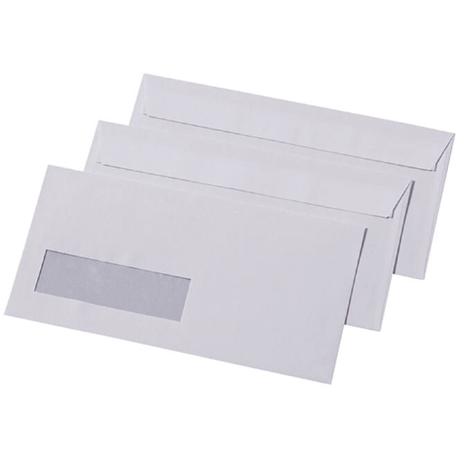 Envelop Quantore 110x220mm venster 3x10cm rechts 500stuks