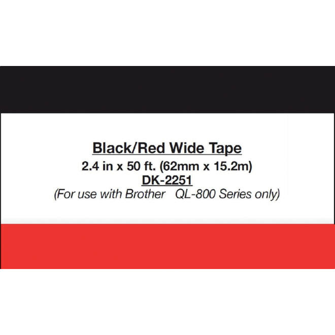 Etiket Brother DK-22251 62mm 15-meter zwart/rood