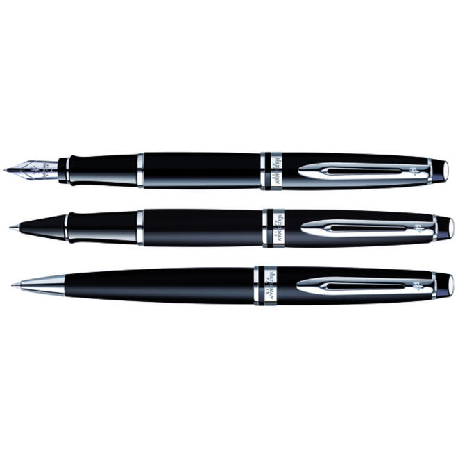 Rollerpen Waterman Expert black lacquer CT fijn