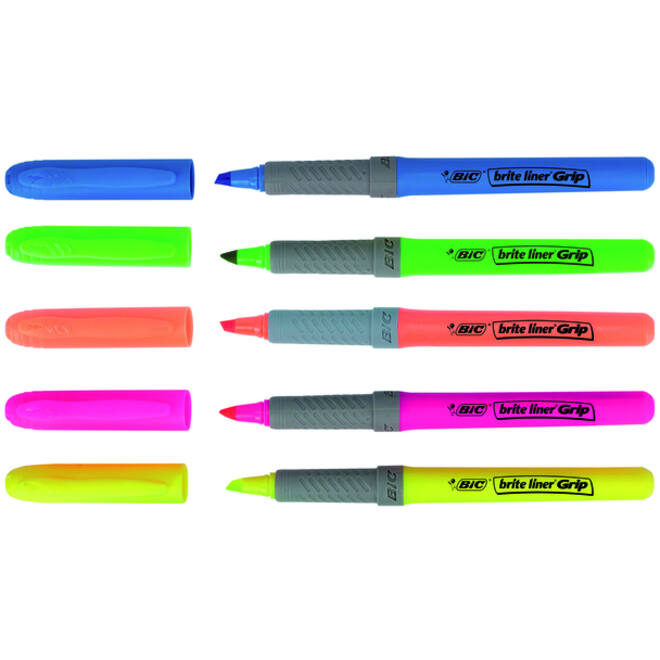 Markeerstift Bic brite liner grip geel