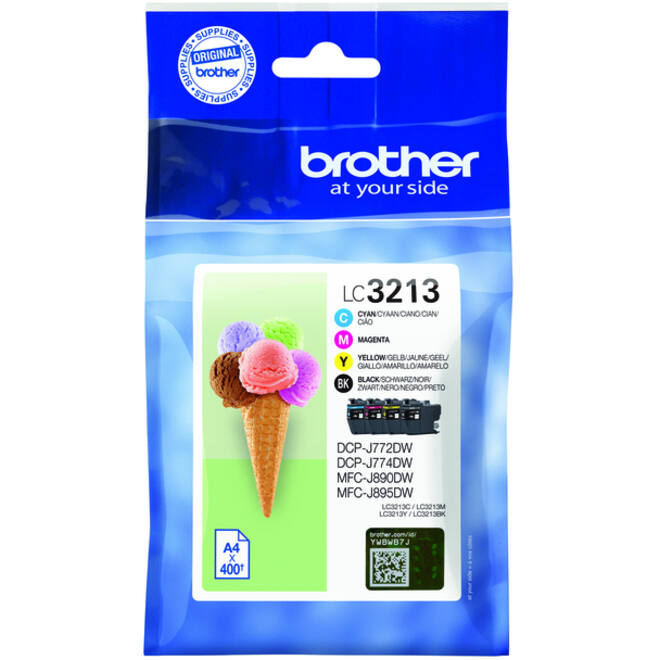 Inktcartridge Brother LC-3213 zwart + 3 kleuren