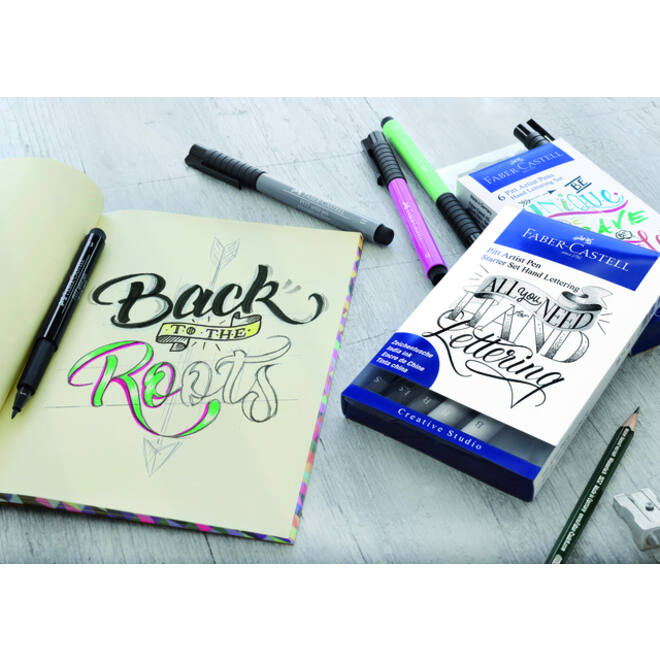 Tekenstift Faber-Castell Pitt Artist handlettering startset etui à 8 stuks