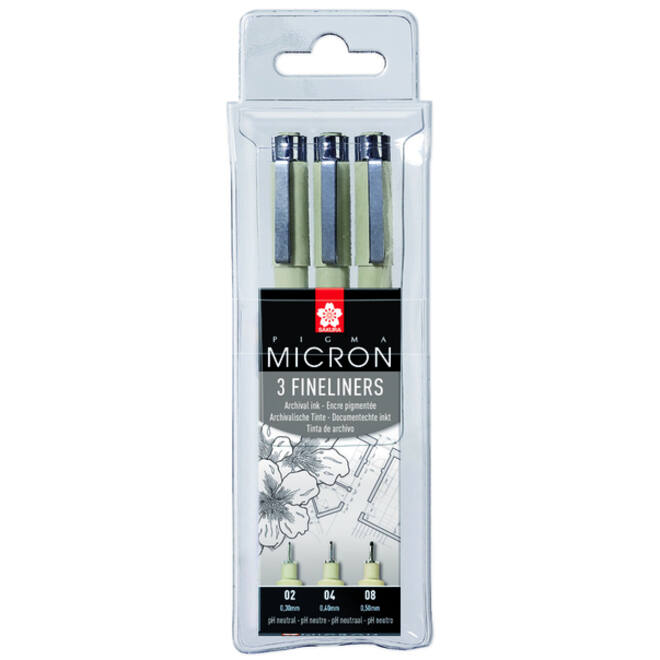 Fineliner Sakura pigma micron blister 3 stuks zwart