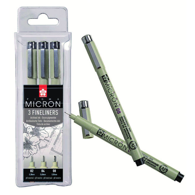 Fineliner Sakura pigma micron blister 3 stuks zwart