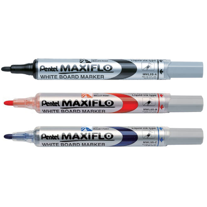Viltstift Pentel MWL5S Maxiflo whiteboard rond 1mm zwart