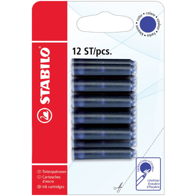 Inktpatroon STABILO blauw blister à 12 stuks