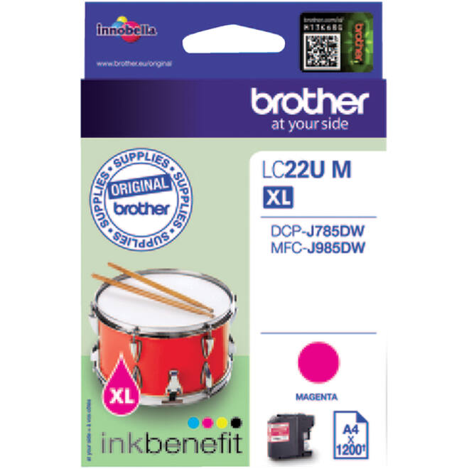 Inktcartridge Brother LC-22UM rood