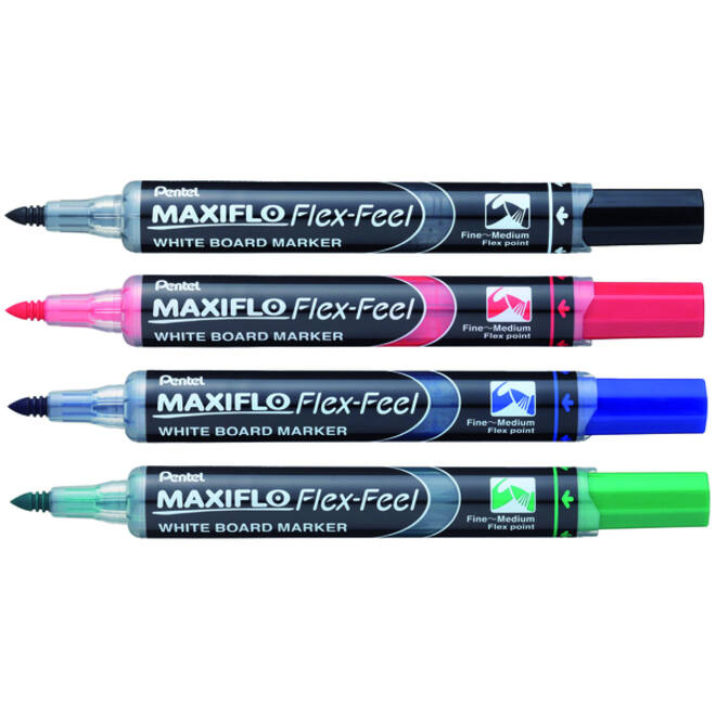 Viltstift Pentel MWL5SBF Maxiflo whiteboard rond 1.5-4.5mm zwart