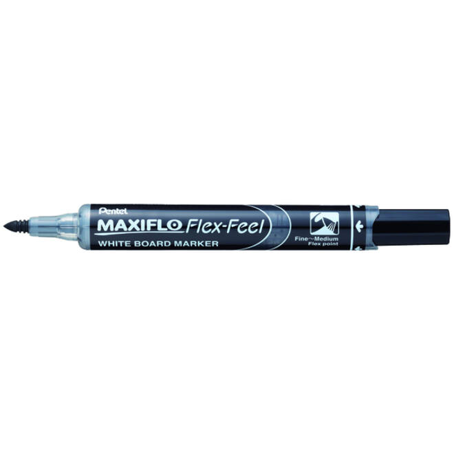 Viltstift Pentel MWL5SBF Maxiflo whiteboard rond 1.5-4.5mm zwart