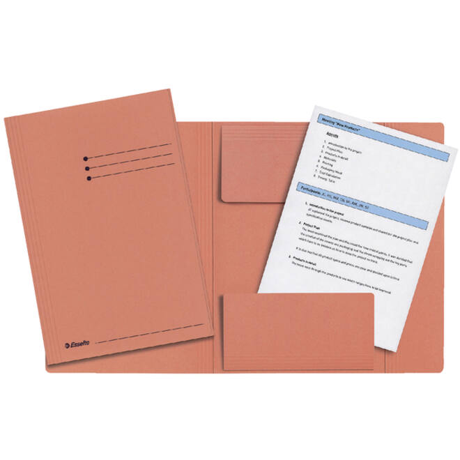 Dossiermap Esselte folio 3 kleppen manilla 275gr oranje
