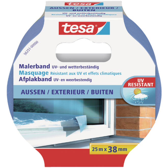 Afplaktape tesa® Professional outdoor 25mx38mm blauw