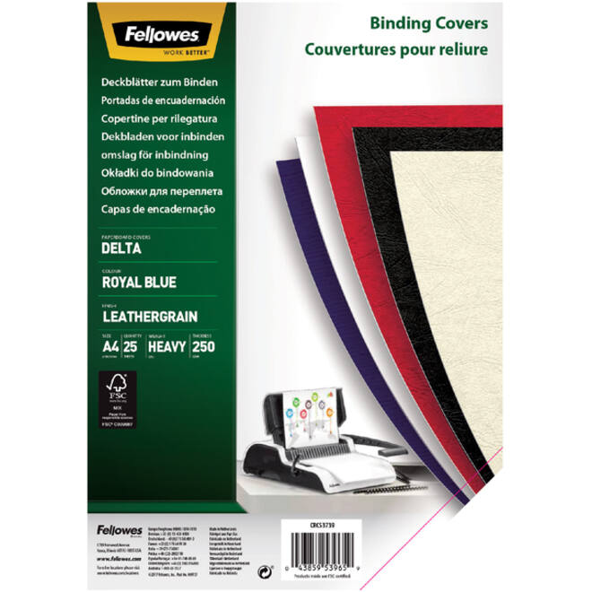 Voorblad Fellowes A4 lederlook royal blauw 25stuks