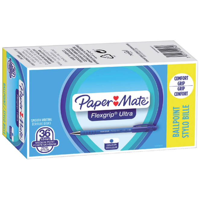 Balpen Paper Mate Flexgrip Ultra medium blauw valuepack 30+6 gratis