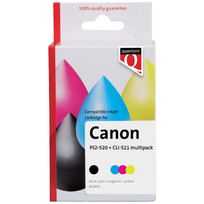 Inktcartridge Quantore alternatief tbv Canon PGI-520 CLI-521 2 zwart + 3 kleuren