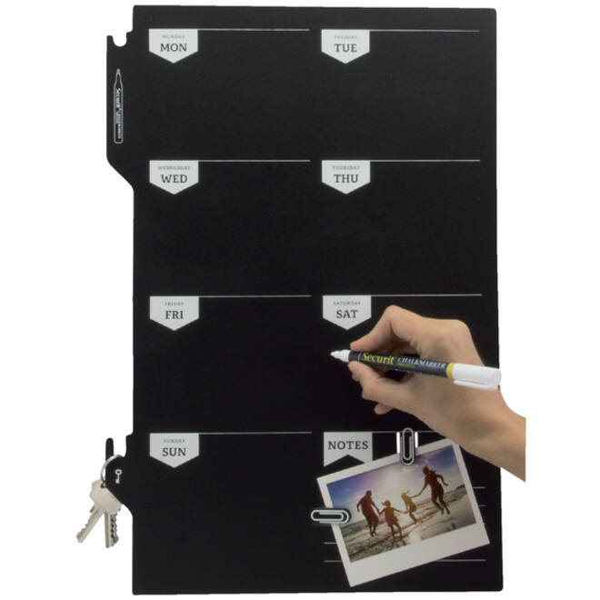 Krijtbord securit silhouette weekplanner zwart + 1 marker