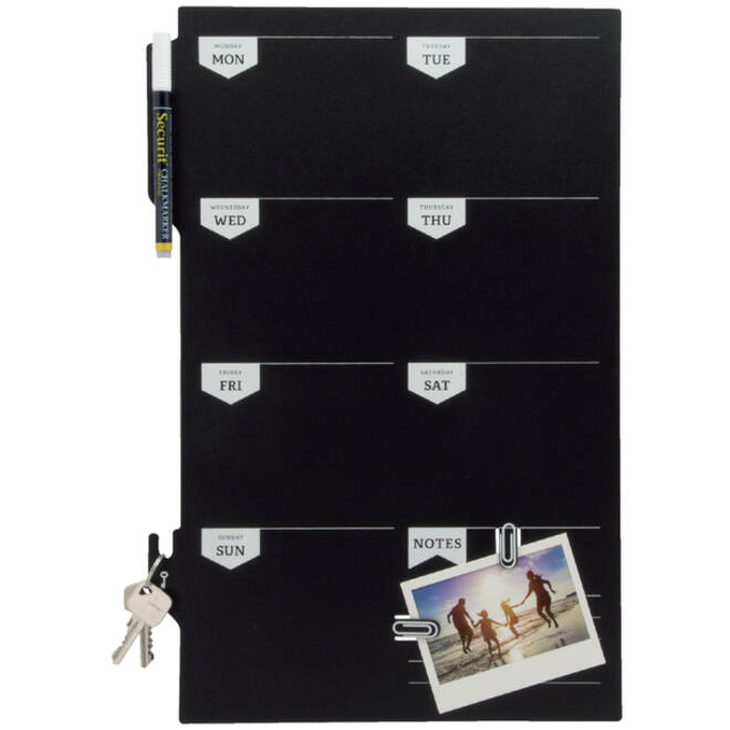Krijtbord securit silhouette weekplanner zwart + 1 marker
