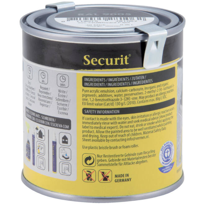 Krijtbord securit acyrlverf waterbasis 250ml zwart