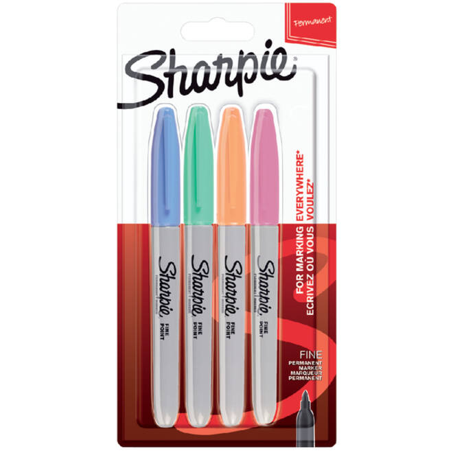 Viltstift Sharpie rond fine pastel assorti blister à 4 stuks