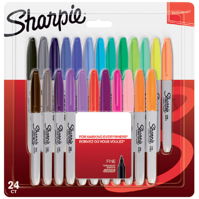 Viltstift Sharpie rond fine assorti blister à 24 stuks